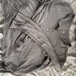 aerie Long Sleeve Henley Tee in Gray
